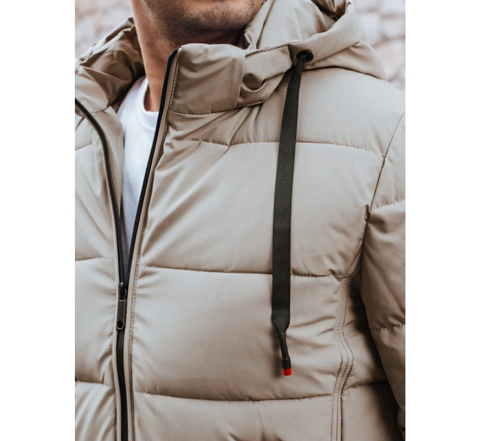 Pánská prošívaná zimní bunda s kapucí světle béžová Dstreet model 21991486 - FashionStreet