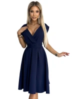 348-6 SCARLETT - rozšírené šaty s obálkovým výstrihom - ZELENÉ