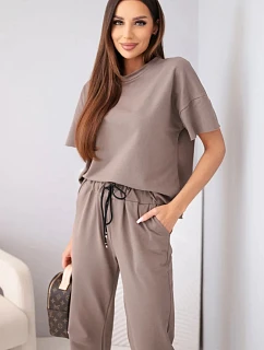 Dámska bavlnená súprava, blúzka s krátkym rukávom a tepláky fango