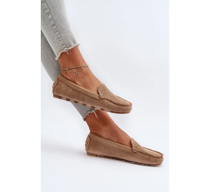 Dámské semišové mokasíny tmavě béžové model 21653934 - Boto