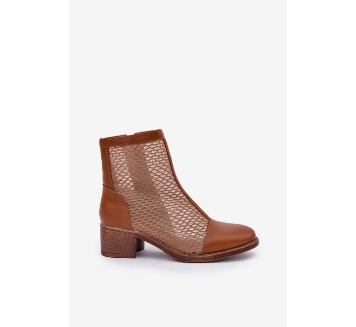 Síťované Dámské Boty Na Podpatku Hnědé model 21683781 - Boto Síťované Dámské Boty Na Podpatku Hnědé model 21683781 - Boto