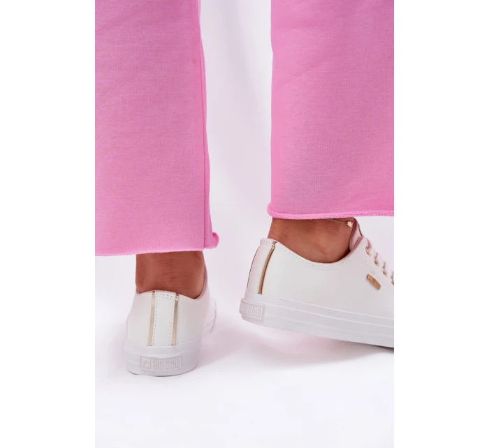 Trampki Damskie Z Eko Skóry Big Star RR274748 Białe Trampki Damskie Z Eko Skóry Big Star RR274748 Białe