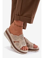 Kožené dámské sandály na platformě S.Barski GR61-5915 béžové