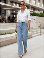 Jeansy damskie wide leg z wysokim stanem niebieskie model 22126325 - FashionStreet