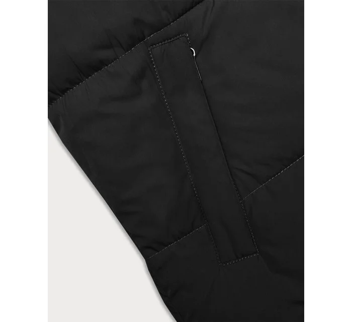 Černá krátká dámská vesta s kapucí model 18983650 - J.STYLE Černá krátká dámská vesta s kapucí model 18983650 - J.STYLE