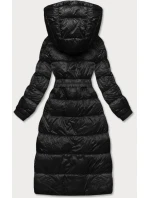 Černá dlouhá dámská bunda s opaskem model 21247355 - Ann Gissy Černá dlouhá dámská bunda s opaskem model 21247355 - Ann Gissy