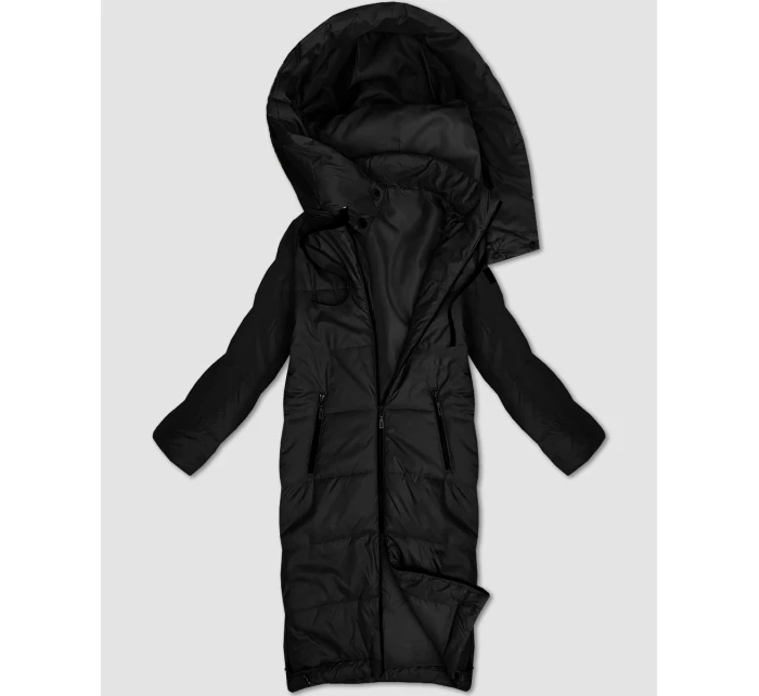 Čierna dlhá ľahko zateplená bunda pre ženy S'West (B8509-1)