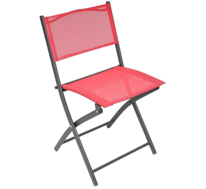 BALKÓNOVÝ NÁBYTOK SADA OKRÚHLY STÔL A 2 SKLADACIE STOLIČKY ČERVENÁ