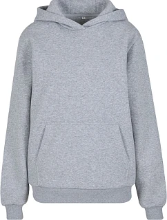 Build your Brand BY 289 Dámska mikina s kapucňou v oversize štýle „Fluffy“ 56.0289 melírovaná sivá