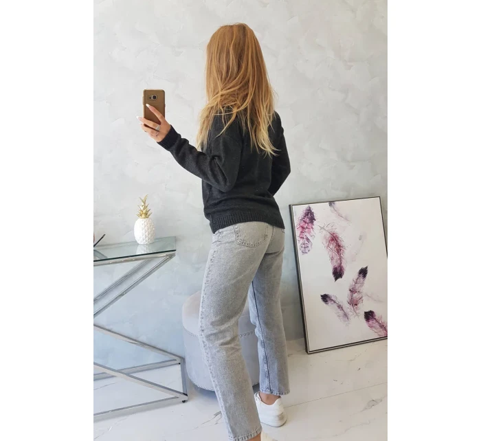 Svetr s výstřihem do V grafitové barvy Svetr s výstřihem do V grafitové barvy