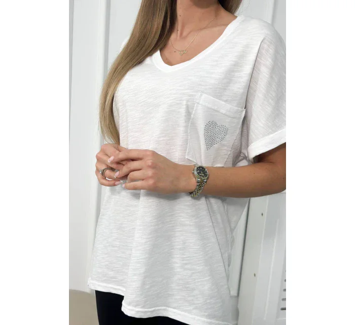 Bavlnená blúzka s vreckami biela