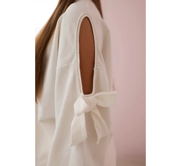 Súprava mikiny s mašľou na rukávoch a legínsov ecru Súprava mikiny s mašľou na rukávoch a legínsov ecru