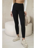 Dámske rebrované legíny s vysokým pásom čierne
