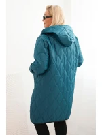 Dámska prešívaná bunda s kapucňou a športovými manžetami Marine