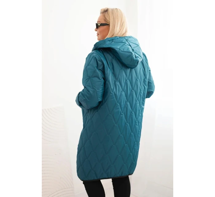 Dámska prešívaná bunda s kapucňou a športovými manžetami Marine