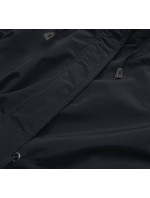 Tenká černá bunda parka s ozdobným lemováním (16M9068-392)