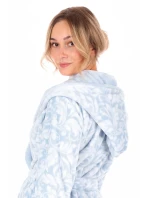 Dámsky župan s kapucňou Flora Short 4856 Patterned Ice Blue - Vestis