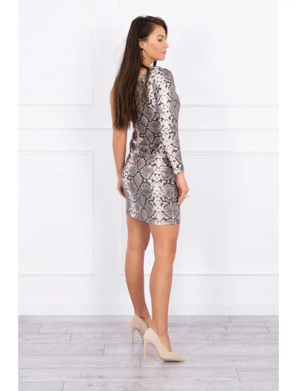 Šaty z hadej kože v khaki farbe s flitrami