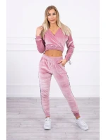 Velurová souprava s nápisem Queen dark powder pink Velurová souprava s nápisem Queen dark powder pink