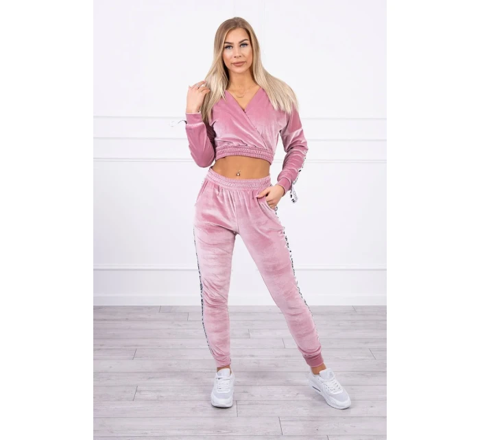 Velurová souprava s nápisem Queen dark powder pink Velurová souprava s nápisem Queen dark powder pink