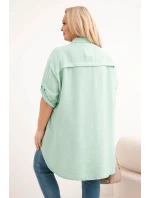 Dámská košile Plus Size z viskózy s delší zadní částí tmavě mátová