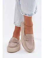 Mokasiny z přírodního semiše na platformě Vinceza Béžové Mokasiny z přírodního semiše na platformě Vinceza Béžové