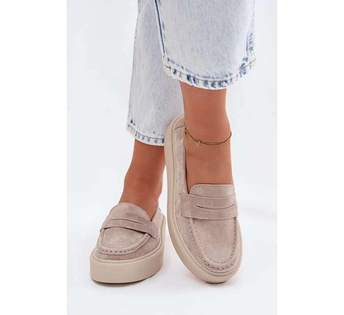 Mokasiny z přírodního semiše na platformě Vinceza Béžové Mokasiny z přírodního semiše na platformě Vinceza Béžové