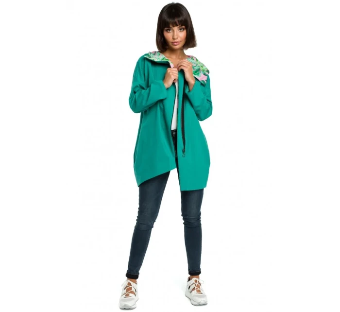 B091 Mikina s kapucňou Oversized na zips - čierna