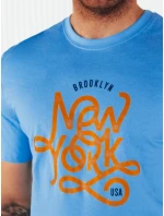 Pánske modré tričko s potlačou FashionStreet RX5370