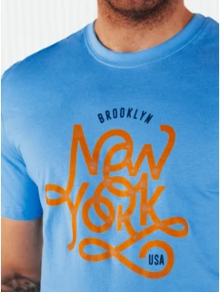 Pánske modré tričko s potlačou FashionStreet RX5370