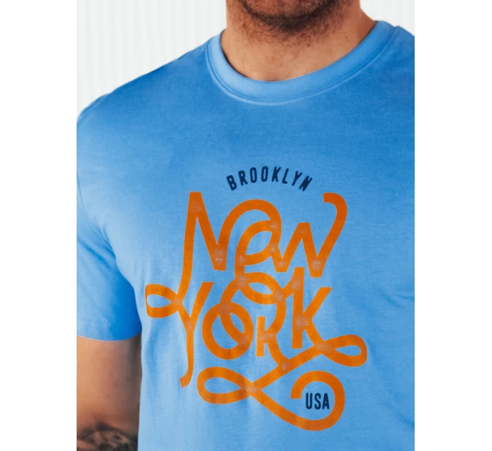 Pánske modré tričko s potlačou FashionStreet RX5370