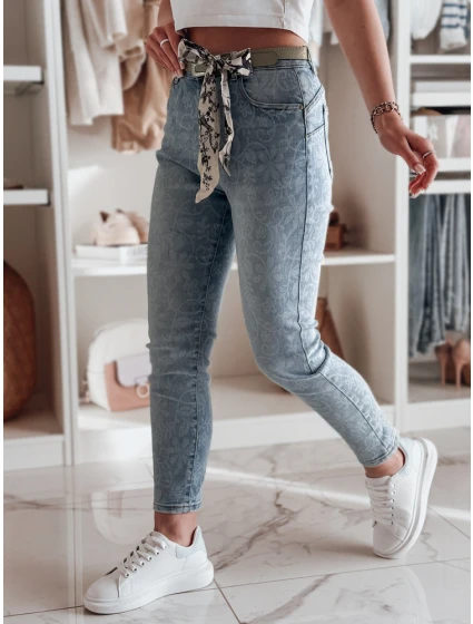 Dámske úzke džínsy s opaskom FLORENCIO modré FashionStreet UY2457 Dámske úzke džínsy s opaskom FLORENCIO modré FashionStreet UY2457