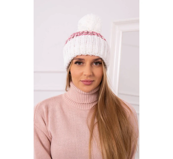 Dámská čepice Ellen s bambulí model 18751771 bílá - K-Fashion