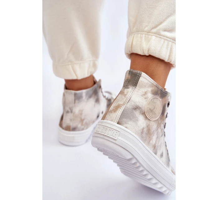 Dámské tenisky High Big Star model 21608921 Bílá a zelená - Big Star Shoes Dámské tenisky High Big Star model 21608921 Bílá a zelená - Big Star Shoes