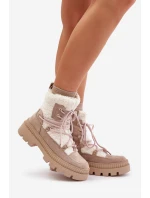 Botki Z Futerkiem Typu Baranek Beżowe Merilana Botki Z Futerkiem Typu Baranek Beżowe Merilana