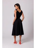 B265 Sukňa s vysokým pásom - čierna