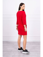 Šaty s 3D grafikou s kubickými zirkónmi červenej farby