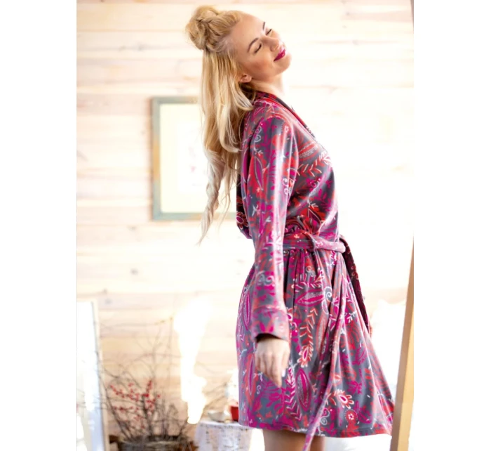 Dámsky župan LGD 782 B23 Grey-pink-red - Kľúč Dámsky župan LGD 782 B23 Grey-pink-red - Kľúč