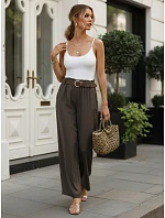 Dámske nohavice z lyocellu so širokými nohavicami, hnedé, FashionStreet UY3065