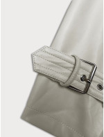 Volný dámský kabát z ekologické kůže J Style ve studené béžové barvě (11Z8101)