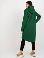 Tmavě zelená dlouhá hrubší dámská mikina s kapucí Rue Paris model 19551065 - Factory Price Tmavě zelená dlouhá hrubší dámská mikina s kapucí Rue Paris model 19551065 - Factory Price