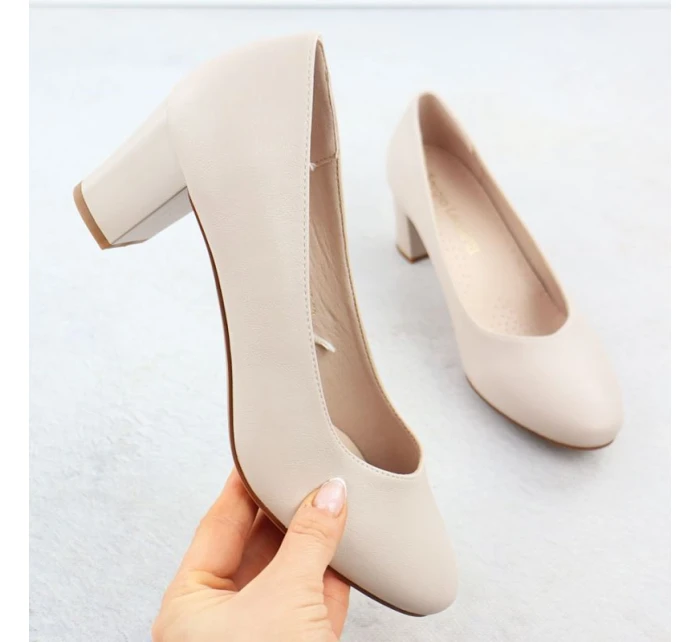 Sergio Leone W SK415B béžové lodičky na podpätku