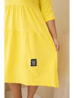 Dámske Plus veľkosť bavlnená sukňa s volánikmi a volánové rukávy žltá