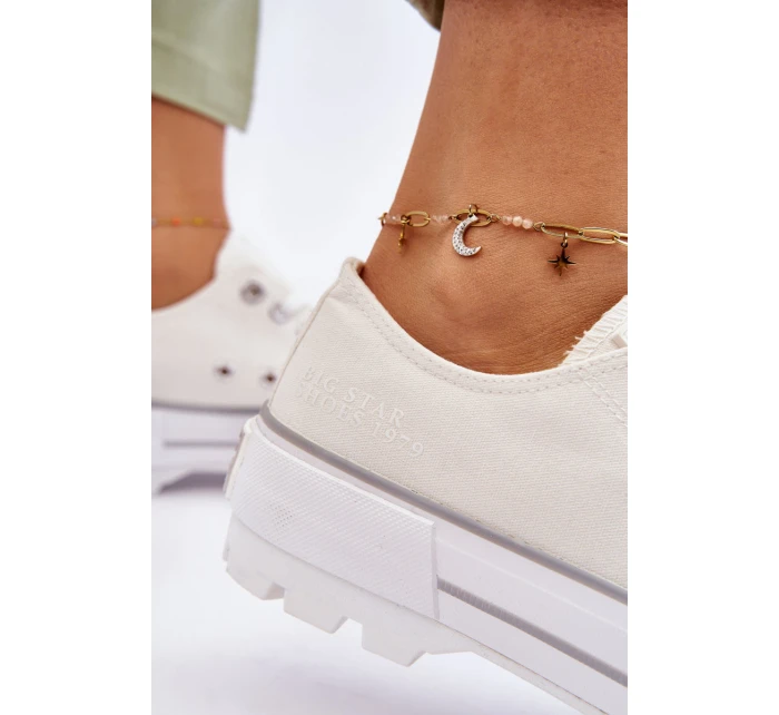 Materiałowe Trampki Na Platformie Big Star LL274150 Białe Materiałowe Trampki Na Platformie Big Star LL274150 Białe