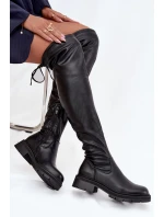 Dámské kozačky nad koleno s šněrováním černé model 21712218 - Boto Dámské kozačky nad koleno s šněrováním černé model 21712218 - Boto