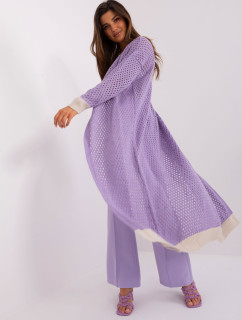 Svetlo fialový ažurový sveter s vlnou