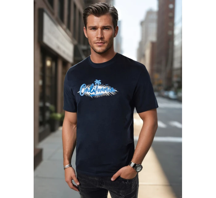 Pánské tmavě modré tričko s potiskem Dstreet model 21973608 - FashionStreet