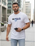 Pánske biele tričko s potlačou FashionStreet NX5017R