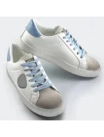 Bielo-svetlo modré dámske tenisky trampky z rôznych spojených materiálov (1088)