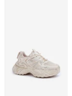 Sneakersy Damskie Z Przetarciami Na Platformie Beżowe Seladwen Sneakersy Damskie Z Przetarciami Na Platformie Beżowe Seladwen